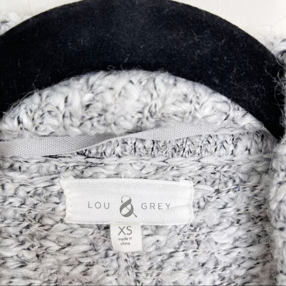 LOFT XSmall XS Drape Front Cardigan Sweater Alpaca Wool Blend Light Marled Gray - Picture 6 of 8